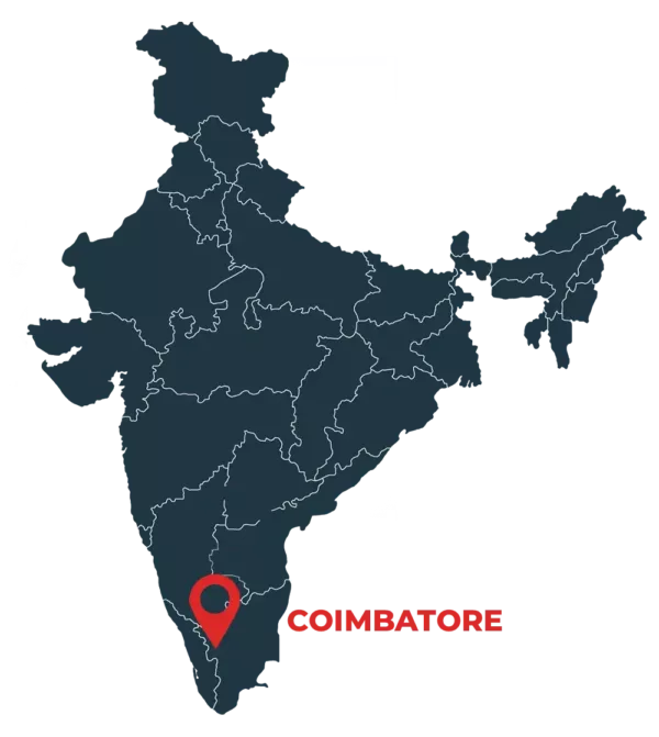 Map of India highlighting Coimbatore