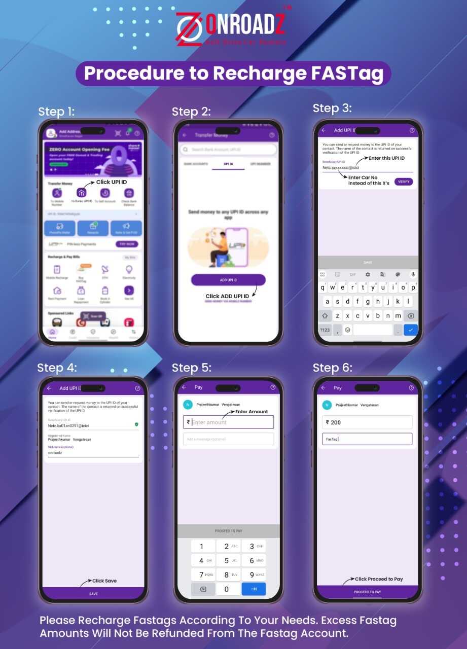 Procedure to recharge FASTag